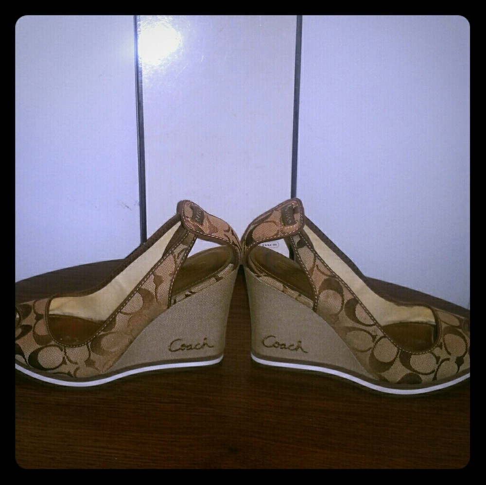 Coach Peep toe wedge shoe